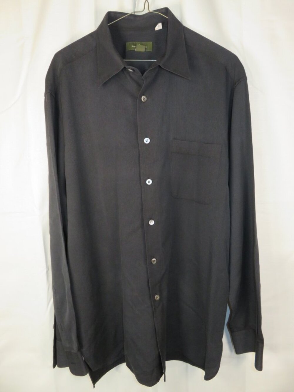 Ermenegildo Zegna Black Stripped Cotton Blend Long Sleeve Button Up Shirt XL
